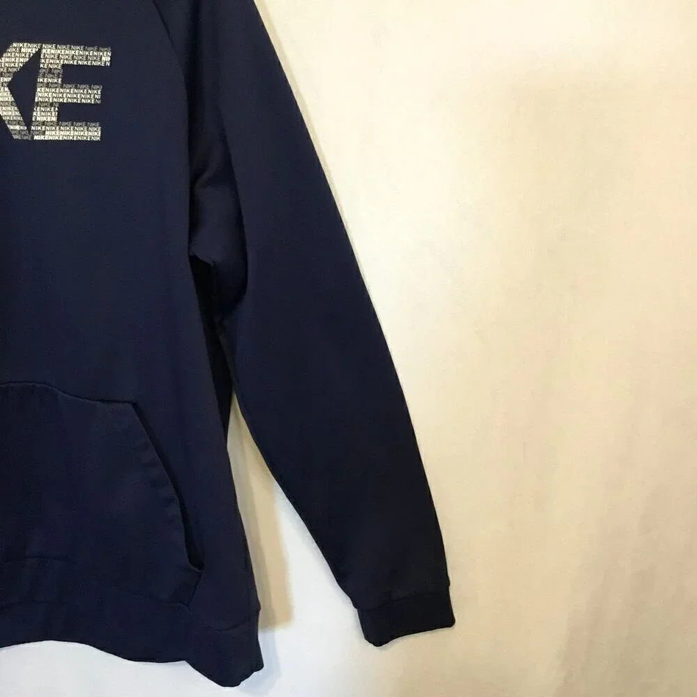 Nike Dri-Fit Men's Pullover Hoodie Pouch Pocket Sweatshirt Size Large Navy Blue - Picture 5 of 10